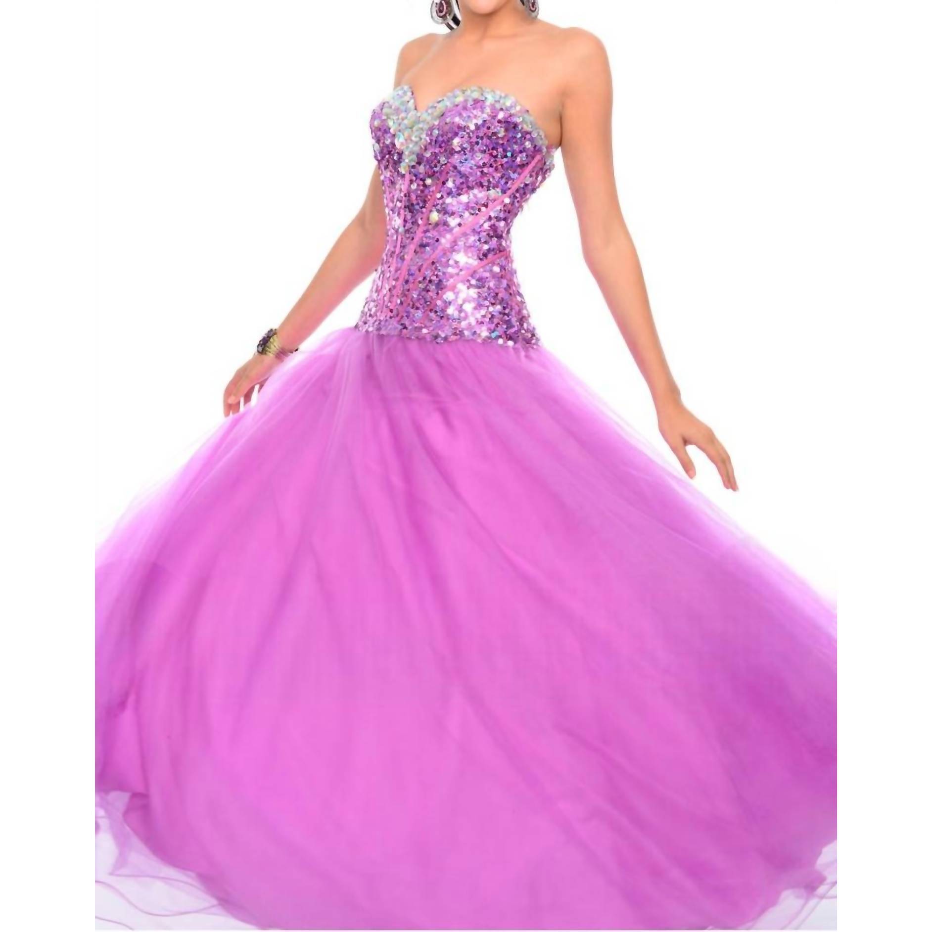 New Precious Formals Fully-Sequined Corset Ballgown In Orchid